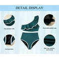 thumbnail image 6 of Eytino Bikini Set for Women Two Piece Swimsuits One Shoulder Swimsuits for Women Color Block Trim Ruffle Hem Bathing Suits Beach Swimwear Sea Green 2XL, 6 of 8