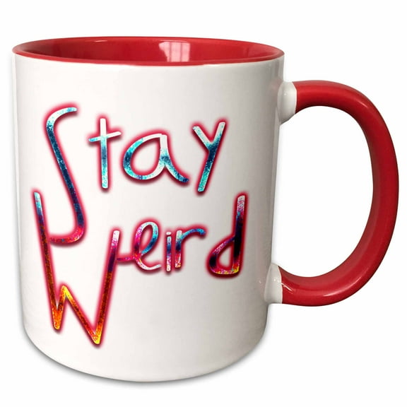 3drose, Stay Weird - Inspirational Saying, 15oz Two-tone Red Mug