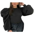 thumbnail image 1 of Women Tees Patchwork Elegant Puff Long Sleeve Jumper Pullover Tops, 1 of 6