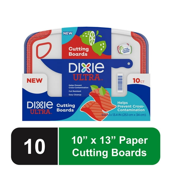 Dixie Ultra Disposable Paper Cutting Boards, 10-Count 10” x 13” Large Boards for Kitchen Meal Prep