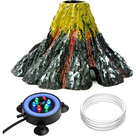 Aquarium Volcano Ornament Kit with Bubbler and Multi-Color LEDs
