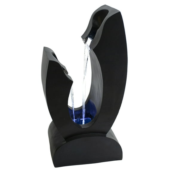 Northlight Lighted Modern Outdoor Garden Water Fountain -31.5" - Black and Blue