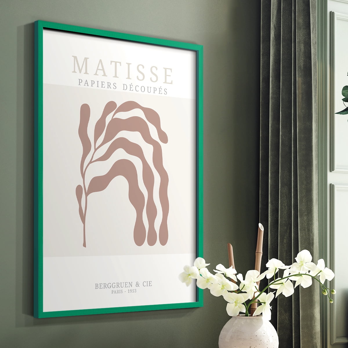 Matisse CDXXXII in Green Solid Wood Framed Print No Nail Hanging