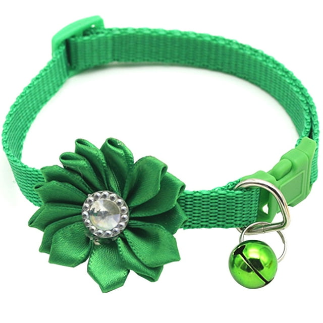 Flower Pet Collar Adjustable Rhinestone Cute Kitten Collar Bell Dog Collar