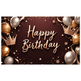 thumbnail image 3 of Decorative Design Happy Birthday Banner Balloon Decoration Glitter Crown Elegant Backdrop for Birthday Celebration Indoor Party Event Background, 3 of 8