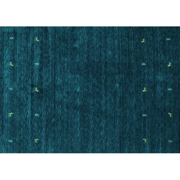 Ahgly Company Machine Washable Indoor Rectangle Abstract Turquoise Blue Contemporary Area Rugs, 3' x 5'