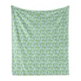 thumbnail image 1 of Rose Soft Flannel Fleece Throw Blanket, Pastel Colored Repetition of Romantic Flower Buds Design Garden Art, Cozy Plush for Indoor and Outdoor Use, 50" x 70", Baby Blue and Fern Green, by Ambesonne, 1 of 5