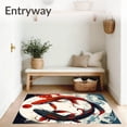 thumbnail image 3 of ODIKA 6'x9' Machine Washable Non-Slip Area Rug, Lucky Fish Welcome Contemporary Koi Design Entryway Floor High Traffic Rug, Red, 101958, 3 of 7