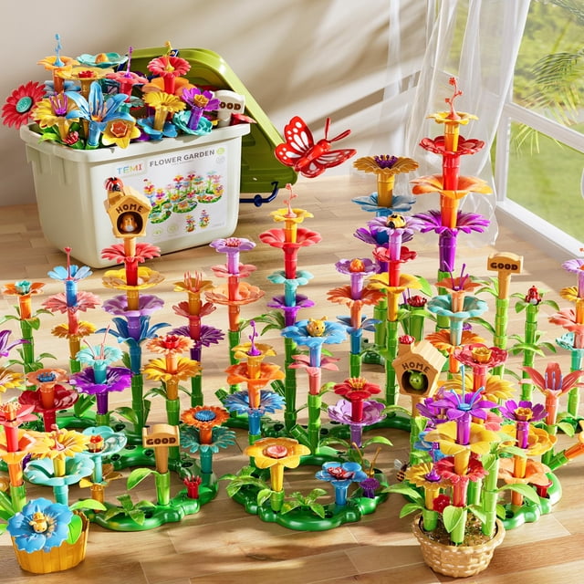 Juguetes de construcción de jardines de flores TEMI 224 unidades para niñas de 3 a 6 años