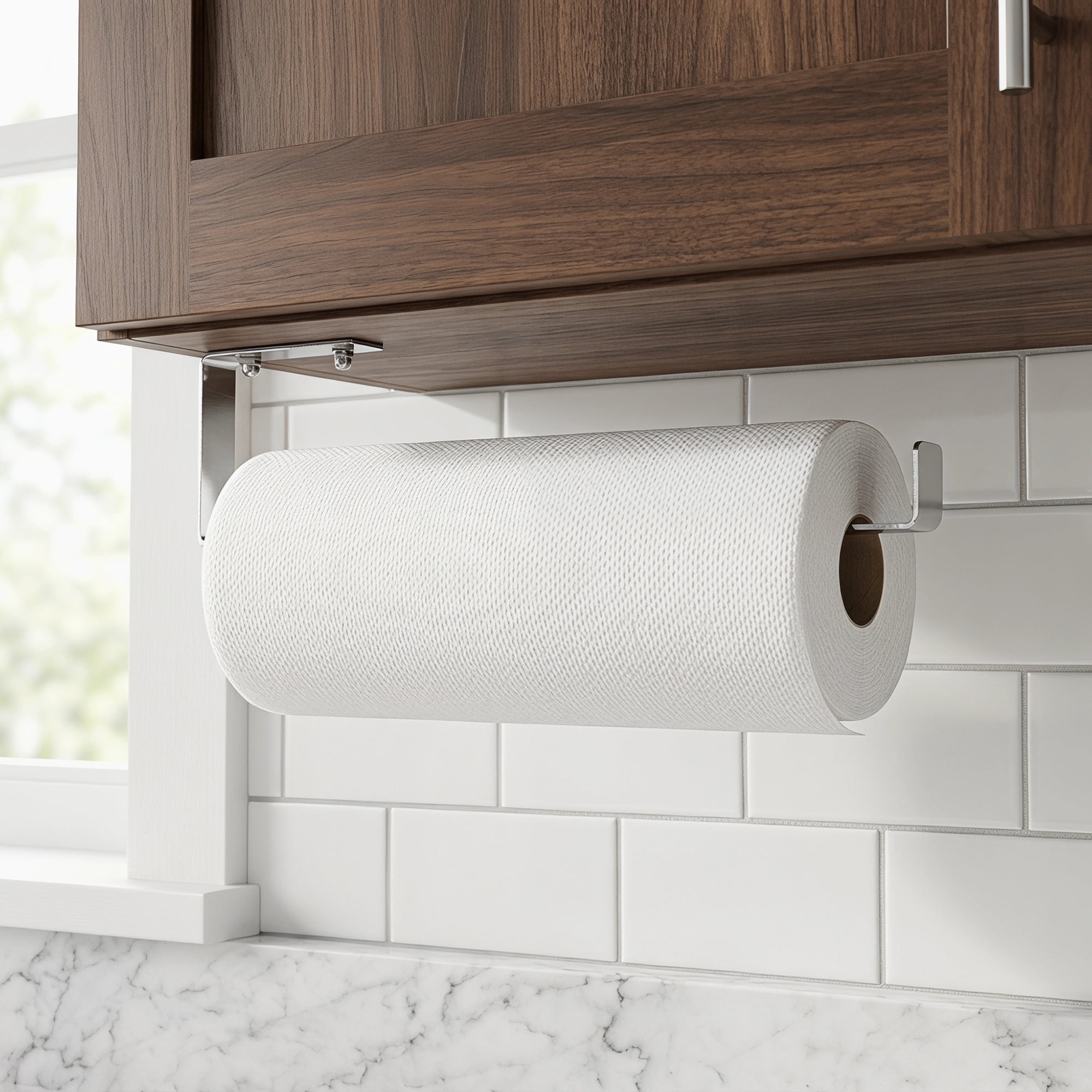 Unique Bargains Stainless Steel Wall Mount Paper Towel Holder Silver 8.3x0.8inch