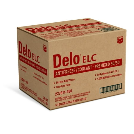 Chevron Delo ELC Premix 50/50 Antifreeze Coolant 1 Gallon Case (6 pack)