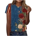 thumbnail image 3 of Elvqul Womens T Shirts Plus Size American Flag Tops 4th of July Patriotic V-Neck Independence Day Eagle Shirts for Women, 3 of 6