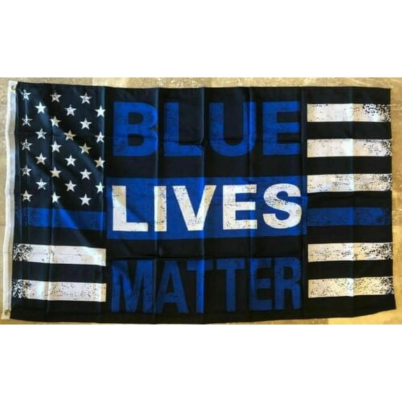 BLUE LIVES MATTER USA POLICE MEMORIAL FLAG 3X5 ROUGH TEX 100D