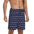 thumbnail image 2 of Wukai Purple and Blue Squares Men’s Short Pajama Pants With Pockets Soft Sleep Pj Shorts for Men-, 2 of 6