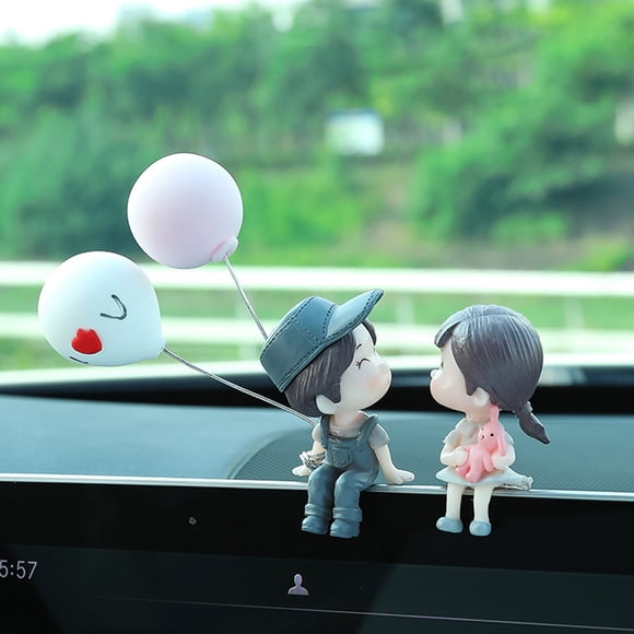 Figura de acción de pareja de dibujos animados decoración de coche BuyWeek azul/gris