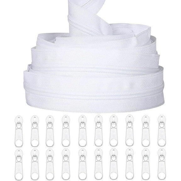 5 Yards Bulk Zipper #3 Black Nylon Coil for Sewing with 20PCS Zipper Sliders for DIY Craft Bags