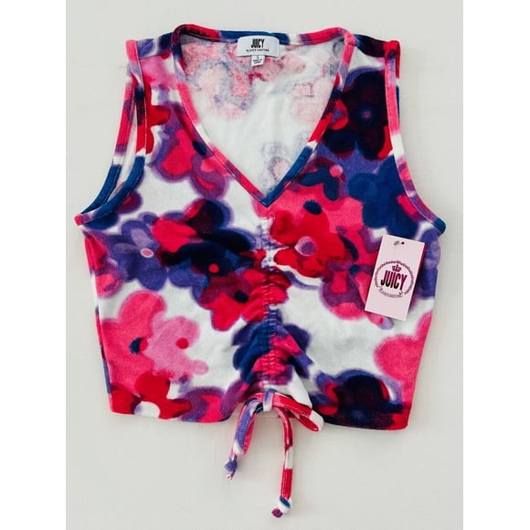 Juicy Couture Front Tie All Over Floral Terry Cloth Tank ( S )