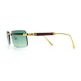 thumbnail image 6 of Mens Luxury Hip Hop Rapper Beveled Rimless Narrow Rectangle Sunglasses Gold - Green, 6 of 8