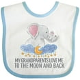 thumbnail image 3 of Inktastic My Grandparents Loves Me to the Moon and Back Elephants Boys or Girls Baby Bib, 3 of 4