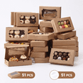 thumbnail image 4 of 51 PCS Cookie Boxes with Window & Stickers, Brown Kraft Bakery Boxes for Cookies Treats ， Desserts, Cupcakes, Macarons, Perfect for Wedding, Party Favors and Gift Giving, 4 of 4