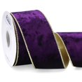 thumbnail image 1 of Cinta decorativa Ribbli, 2,5 pulgadas, terciopelo morado, borde dorado, 9 m, 1 of 4