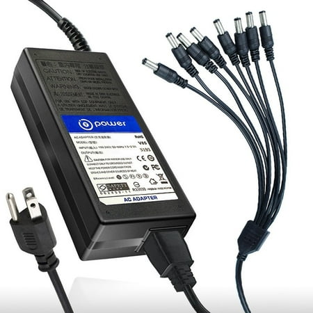 - T-Power Power supply Ac adapter Charger for 12V 7A~8A CCTV LED Light LCD Monitor GLS-1208000Z 1 to 4 or 8 Power Cord Splitter Way Channel Splitter CCTV SECURITY Pigtail Surveillance camera
