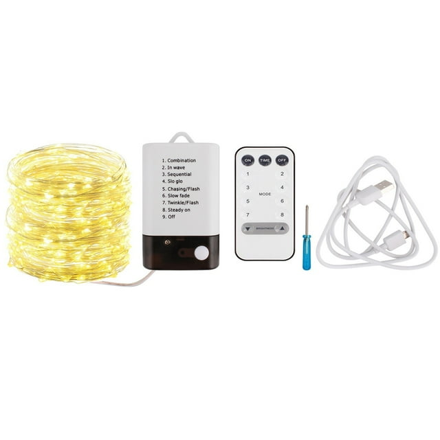 USB Battery Box Dual Power Supply 8 Function Christmas Day LED Decorative Silver Line Light String
