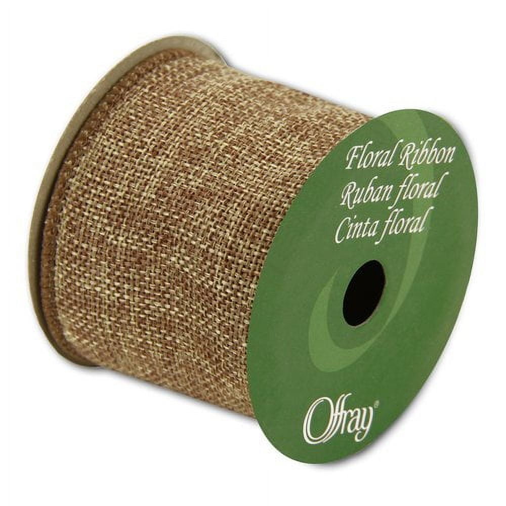 (3 pack) Offray Ribbon, Natural 2 1/2 inch Wired Linen-Look Ribbon for Floral, Crafts, and Decor, 12 feet, 1 Each