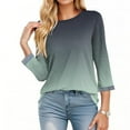 thumbnail image 3 of Enjoytime Ladies Tops and Blouses Printed Crewneck 3/4 Sleeve Shirts Business Casual Work Plus Size Womens Clothing Green L, 3 of 6