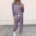 thumbnail image 2 of Women Long Sleeve Color Block Patchwork Crewneck T Shirt Top Blouse And Long Pants Leggings Casual Outfit Set Women'S Casual Capris, 2 of 5