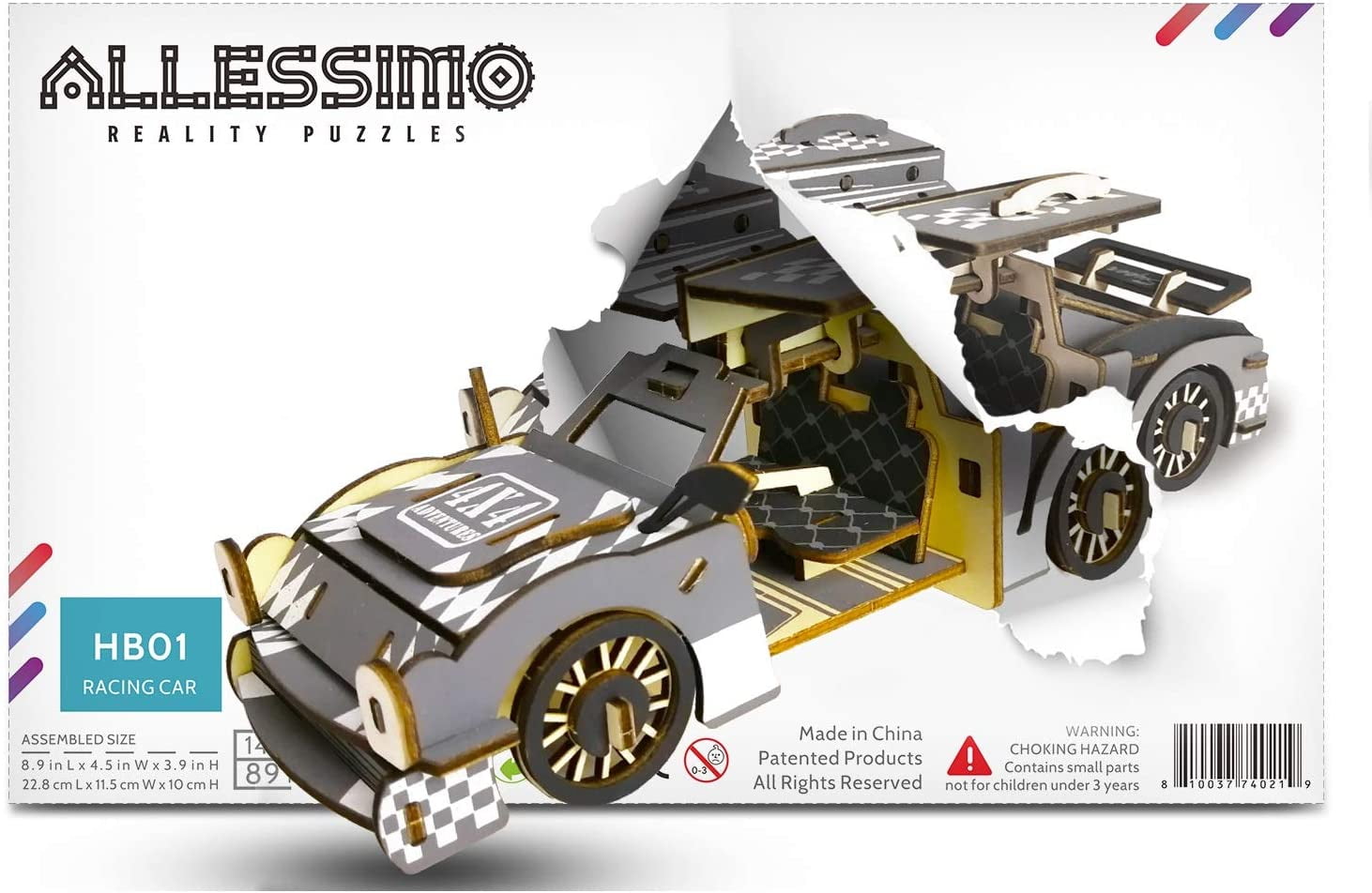 Laser Cut Wooden Formula 1 Race Car 3D Model/Puzzle Kit