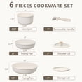 thumbnail image 2 of Carote Nonstick Detachable Pots and Pans Set, 6 Pieces Non Toxic Cookware Set with Induction, Oven/Dishwasher Safe, Easy for Storage, Granite White, 2 of 10
