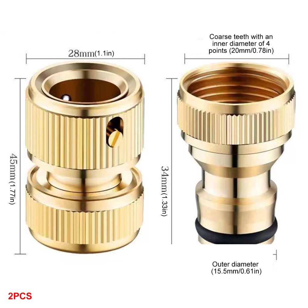 Tibvox Strong Brass Hose Adapters Universal Quick Connection Couplers for Faucets Garden Hoses & Washing Machine Tubes