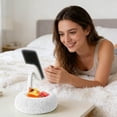 thumbnail image 1 of Klonfd Fuzzy Phone Holder With Snack Bowl Adjustable 360° Rotating Stand Fit 4'' 13'' Phone/Tablet/ Holder Stand For Bed With Soft Plus Fabric Reading, 1 of 4