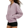 thumbnail image 3 of TEMOFON Jackets for Women Fleece Zip Up Jacket Womens Long Sleeve Lightweight Classic Jackets Fall Purple Sweatshirt with Pockets S, 3 of 9