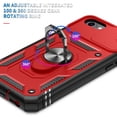 thumbnail image 4 of JTCASES for iPhone 7 Case, Sliding Camera Cover+ Rotating Ring Kickstand + Magnetic Car Mount + Inside Card Holder, Bracket Shockproof Frame Anti-drop PC TPU Heavy Duty Protection, Black/Red, 4 of 11