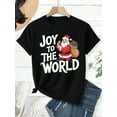 thumbnail image 3 of Christmas Santa Claus Joy To The World Print Holiday Party Wear Black Graphic T-Shirt for Men and Women ,Tops Tee, 3 of 4