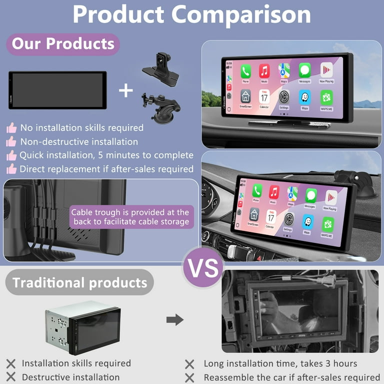 Carpuride 4K Dash Cam Wireless Carplay Android Auto 10.26