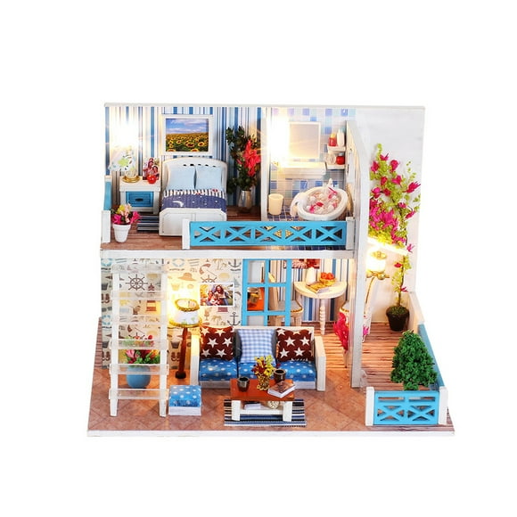 Miniature Super Mini Size Doll House Model Building Kits Wooden Furniture Toys DIY Dollhouse Girl