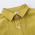 thumbnail image 4 of HAOTAGS Girls Boys Button-Up Shirts, Long Sleeve Lapel Collared Striped Shirts Yellow 5 Years, 4 of 8