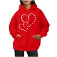 thumbnail image 4 of BVOFAR Women's Cute Heart Print Hooded Sweatshirts Fall Fleece Hoodies Casual Long Sleeve Pullovers Drawstring Tops with Pockets, 4 of 6