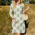 thumbnail image 3 of Sage Green Rectangle Pattern Design Womens Summer Dress Tie Back A Line Flare Dress, 3 of 9