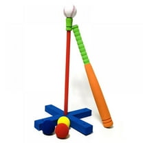 16.5 inch Foam T Ball Kids Baseball Softball Bat Set Batting Tee, 4 Colored Balls Included for Toddler 3 4 Years Indoor Outdoor Sport Playing Toys