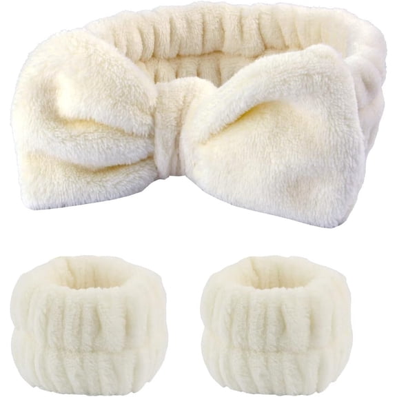 3PC spa headband wrist washband set soft makeup removel face wash hair band spa skincare facial for everyone keep liquid away from arms