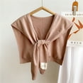 thumbnail image 2 of Xfvqtps Womens Fake Collar Knitting Detachable Solid Color Bow Shoulder Decoration Mini Cape Elegant Lightweight Breathable Soft Shawls Pink, 2 of 4