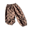 thumbnail image 3 of Pants for Girls Toddler Polka Dot Elastic Harem Pants Casual Summer Loose Trousers Coffee 2-3 Years, 3 of 5