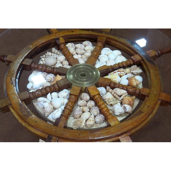 Wooden Ship Wheel Table - Nautical Decor- Ship Wheel- Decorative Coffee Table 30"