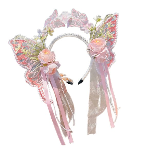 Aellinatey Elegant Pearls Butterfly Princess Headpieces Pageant Prom Party Shows