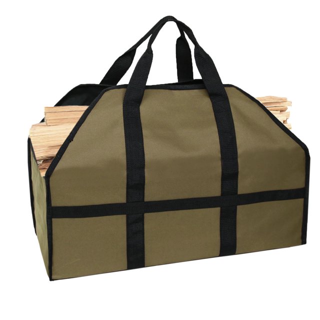 Cesta de troncos grande, soporte para bolsas, cesta de troncos extra grande, bolsa de lona, soporte para leña para madera, 61 x 29 x 41,5 cm, color caqui superficial ACTIVE Biensenido a ACTIVE