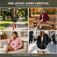 thumbnail image 6 of Feancey Womens Snap Button Bomber Jackets Y2K Casual Collarless Varsity Jacket Drop Shoulder Long Sleeve Lightweight Outerwear with Pockets L, 6 of 8